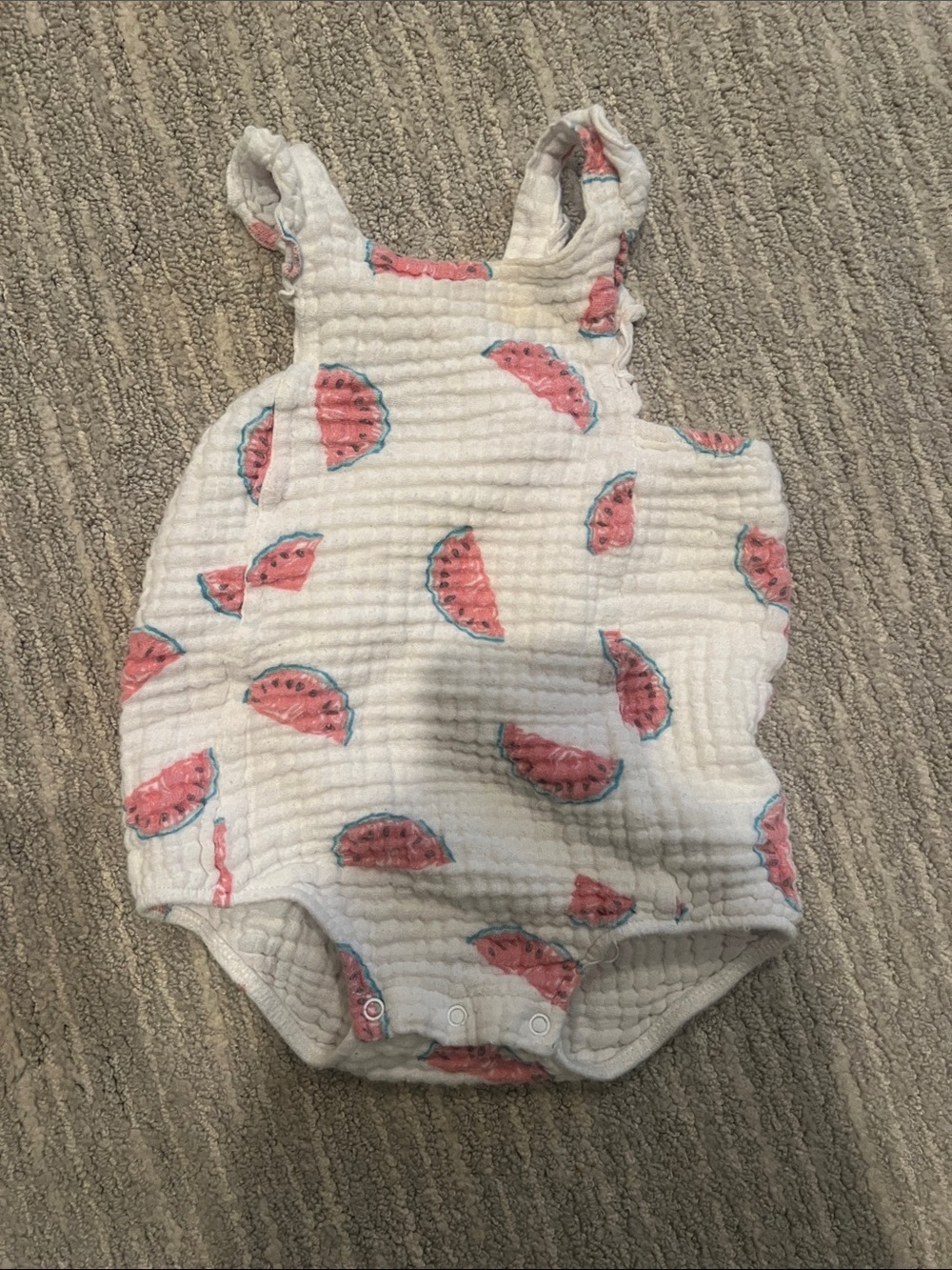 Angel Dear White Muslin Watermelon Print One-Piece